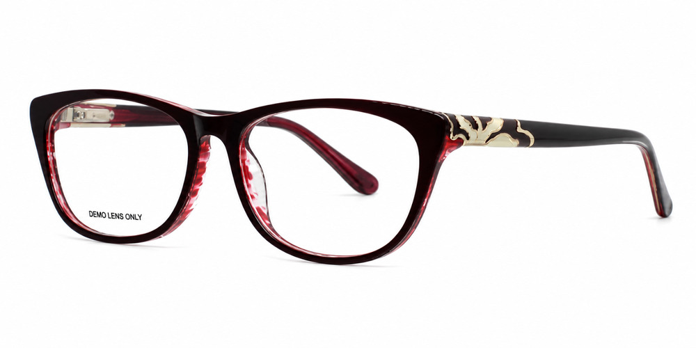 UNBRANDED FM16048 WINE RED SEMI CAT EYE AUTHENTIC EYEGLASSES FRAMES 54-15-135 NW
